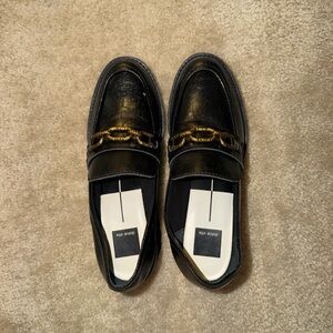Dolce Vita Black Loafers with Gold Chain